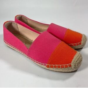 J.Crew Women's Colorblock Canvas Espadrille Flats Pink Orange Slip On Size 6.5